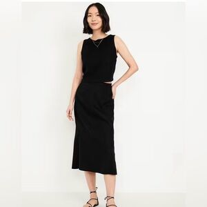 Mid-Rise Linen-Blend Midi Skirt - worn once